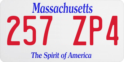 MA license plate 257ZP4