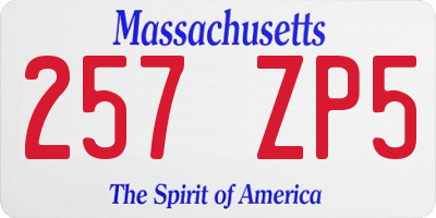 MA license plate 257ZP5