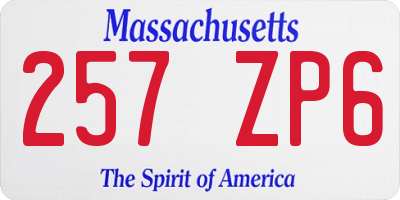 MA license plate 257ZP6