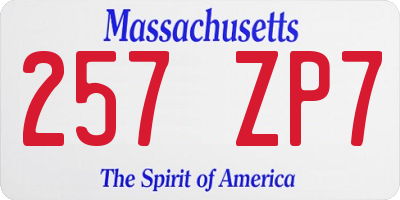 MA license plate 257ZP7