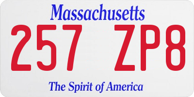 MA license plate 257ZP8