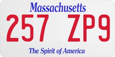 MA license plate 257ZP9