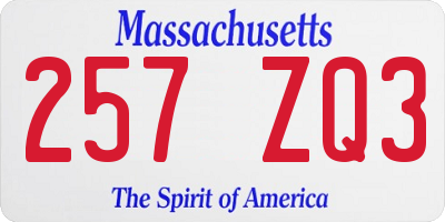 MA license plate 257ZQ3