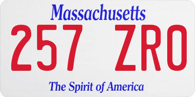 MA license plate 257ZR0