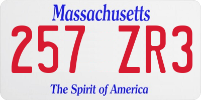 MA license plate 257ZR3