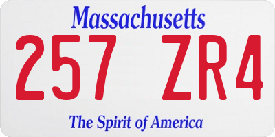MA license plate 257ZR4