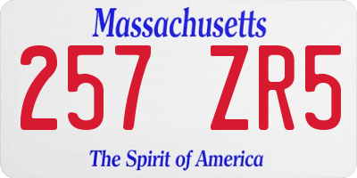 MA license plate 257ZR5