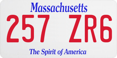 MA license plate 257ZR6