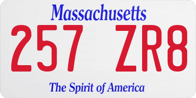 MA license plate 257ZR8