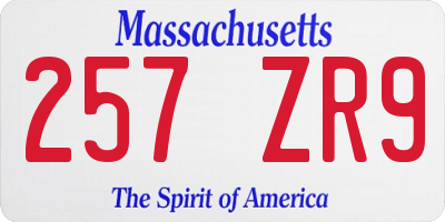 MA license plate 257ZR9