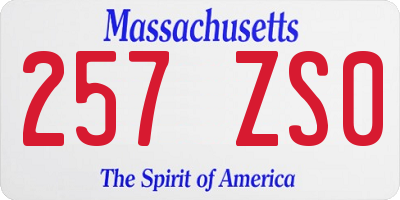MA license plate 257ZS0