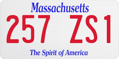MA license plate 257ZS1