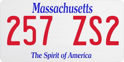 MA license plate 257ZS2