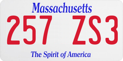 MA license plate 257ZS3