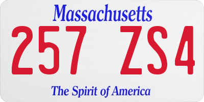 MA license plate 257ZS4