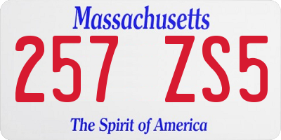 MA license plate 257ZS5