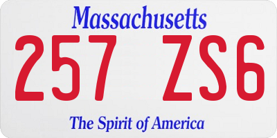 MA license plate 257ZS6