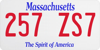 MA license plate 257ZS7