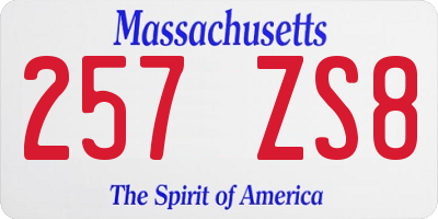 MA license plate 257ZS8