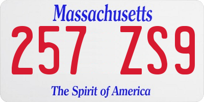 MA license plate 257ZS9