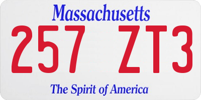 MA license plate 257ZT3