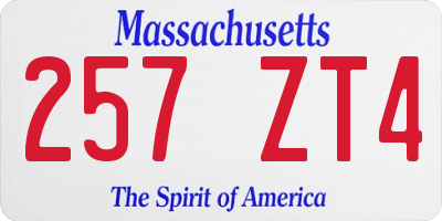 MA license plate 257ZT4