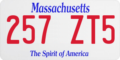MA license plate 257ZT5