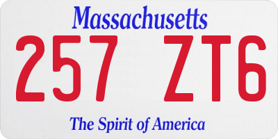 MA license plate 257ZT6