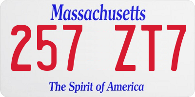 MA license plate 257ZT7