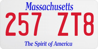 MA license plate 257ZT8