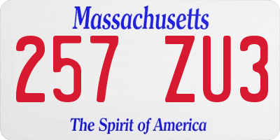 MA license plate 257ZU3