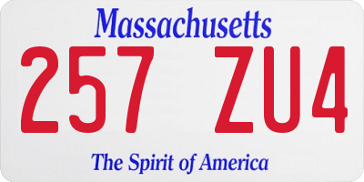 MA license plate 257ZU4