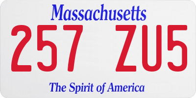 MA license plate 257ZU5