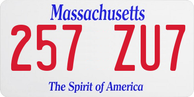 MA license plate 257ZU7