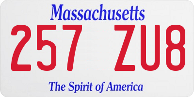 MA license plate 257ZU8