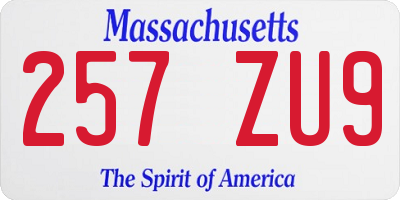 MA license plate 257ZU9