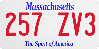 MA license plate 257ZV3