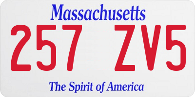MA license plate 257ZV5