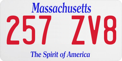 MA license plate 257ZV8
