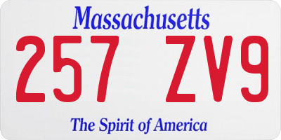 MA license plate 257ZV9