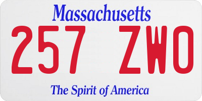 MA license plate 257ZW0
