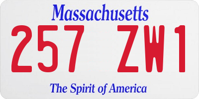 MA license plate 257ZW1