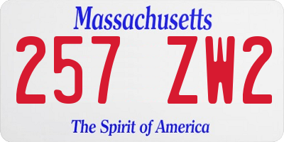 MA license plate 257ZW2