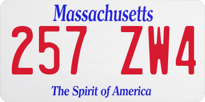 MA license plate 257ZW4