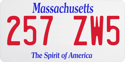 MA license plate 257ZW5