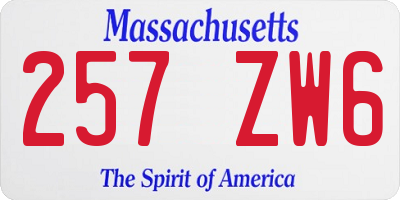 MA license plate 257ZW6