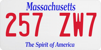 MA license plate 257ZW7