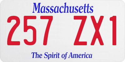 MA license plate 257ZX1