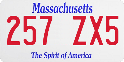 MA license plate 257ZX5