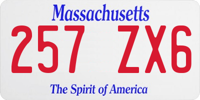 MA license plate 257ZX6